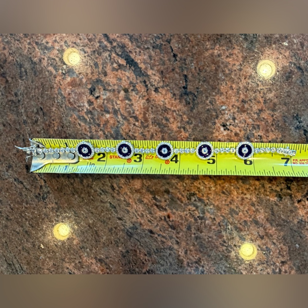 Sterling Silver Evil Eye Tennis Bracelet - Picture 11 of 11
